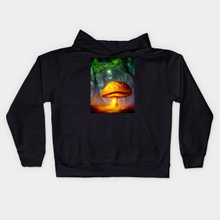 Glowing Magic Mushroom in Enchanted Forest Kids Hoodie